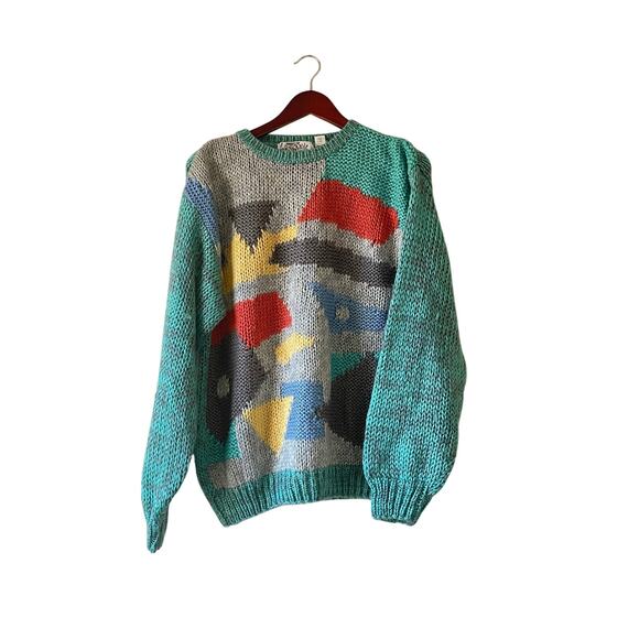 Vintage 80s/90s abstract pattern knit sweater size medium - Picture 1 of 5